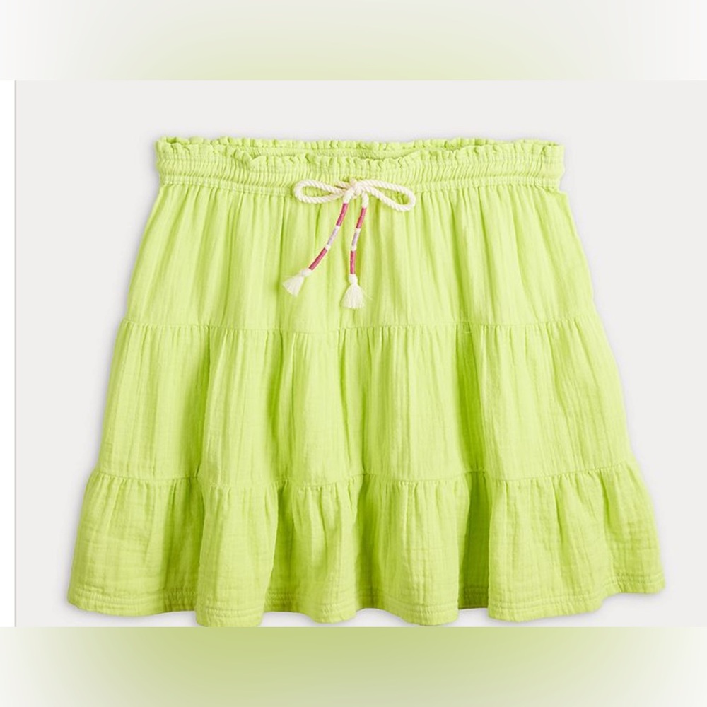 SO Lime Green Tiered Mini Skirt with Tie Front